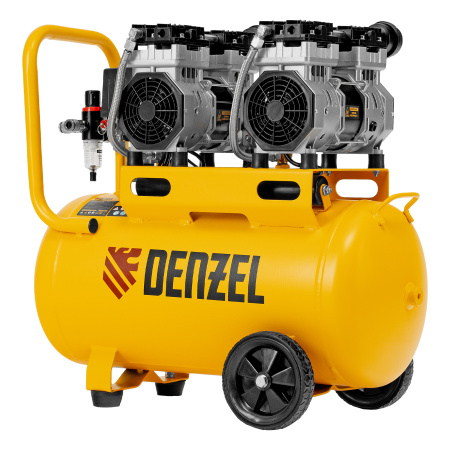 Компрессор безмасляный, малошумный DLS 1500/50, 1500 ВТ, 2x750, 50 л, 260 л/мин Denzel