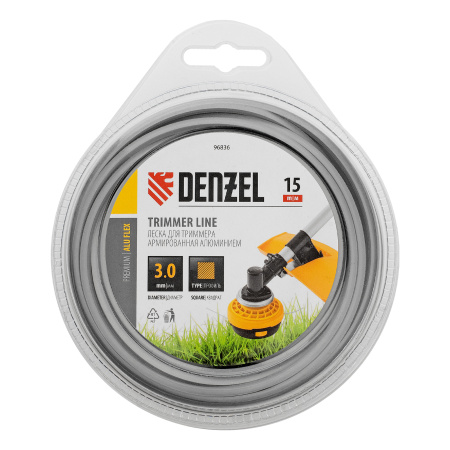 Леска для триммера армированная алюминием квадратная, 3,0мм х 15м, блистер ALUFLEX Denzel цена