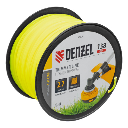 Леска для триммера квадрат, 2,7м х 138м, на DIN катушке FLEX CORD Denzel цена