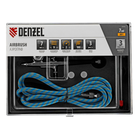 Аэрограф с верхним бачком AB1, 0.2/0.3/0.5 мм, 7 мл, 9 л/мин Denzel цена