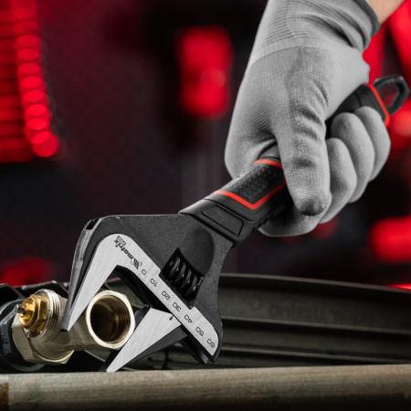 Ключ разводной, тонкие губки, фосфатированный, двухкомпонентная рукоятка, 300 мм, PRO Matrix