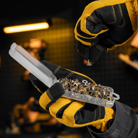 Заклепки резьбовые, стальные, оцинкованные, М5, пластиковый кейс, 100 шт. Denzel цена