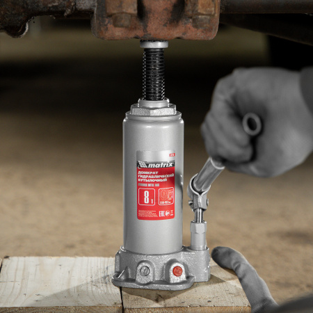Домкрат гидравлический бутылочный, 8 т, высота подъема 230-457 мм Matrix цена