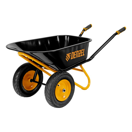 Тачка строительная, усиленная, объем 120 л, 350 кг, двухколесная, колесо 16х4.00-8 Denzel цена