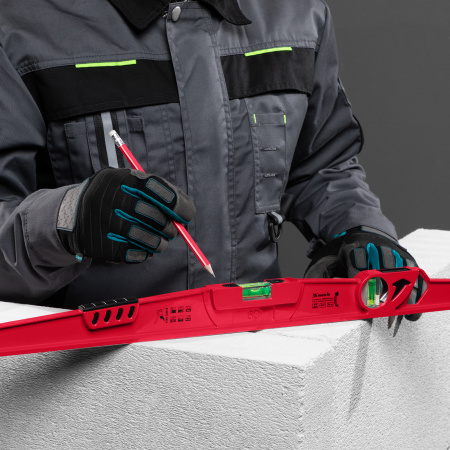 Уровень алюминиевый, 600 мм, литой, 2 глазка (1 фронтальный), ударная площадка Matrix цена