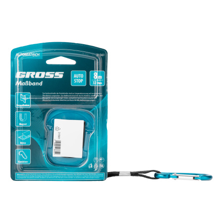 Рулетка "Automatisch", 8 м х 32 мм, нейлон, магнит, двустор. разметка, антиизлом, автоcтоп Gross цена