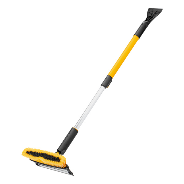 Щетка-сметка для снега со скребком, телескоп, поворотная голова, водосгон, 900-1200 мм Denzel цена