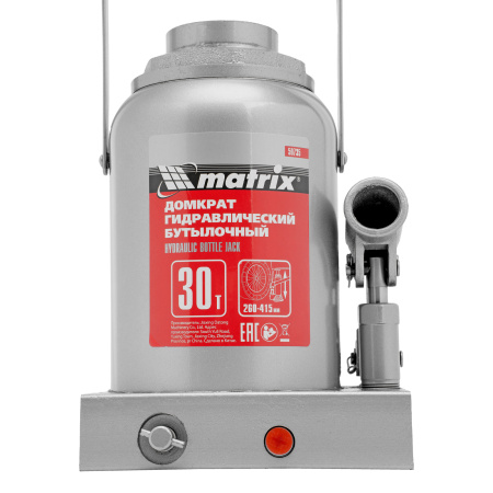 Домкрат гидравлический бутылочный, 30 т, высота подъема 260-415 мм Matrix цена
