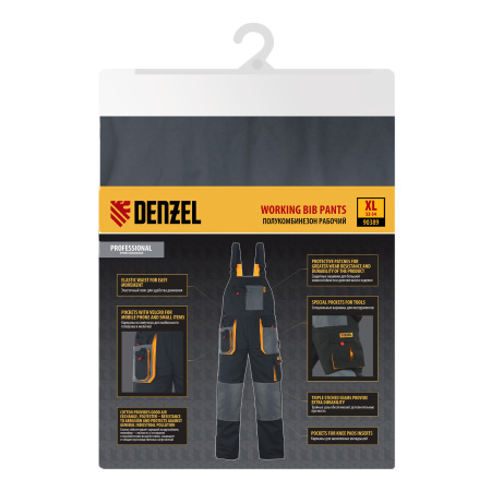 Полукомбинезон профессиональный рабочий, 65% полиэстер 35% хлопок, XL Denzel