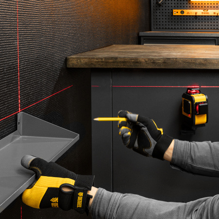 Лазерный уровень мультипризменный LX 360-2 Red, 30 м, 635 нм, аккумулятор Li 2800 мАч, резьба 5/8" Denzel цена