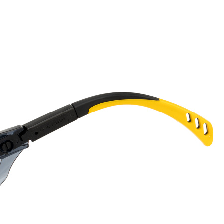 Очки защитные открытые, поликарбонатные, увеличенная дымчатая линза, регулируемые дужки Denzel цена