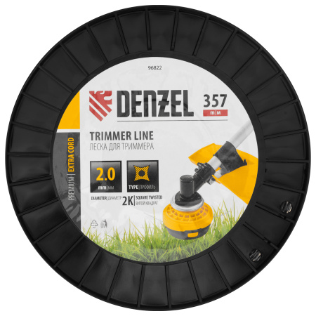 Леска для триммера двухкомпонентная витой квадрат, 2,0мм х 357м, на DIN катушке EXTRA CORD Denzel цена