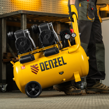 Компрессор безмасл. малошумный DLP -3000/50, 3 кВт, 2х1,5 кВт,50 л, 2850 об/мин,500 л/мин Denzel