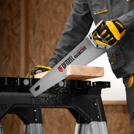 Ножовка по дереву, 450 мм, 11 TPI, зуб 3D, металлопластиковая рукоятка Denzel цена