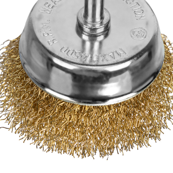 Щетка для дрели, 65 мм, "чашка" со шпилькой, латунированная витая проволока Matrix