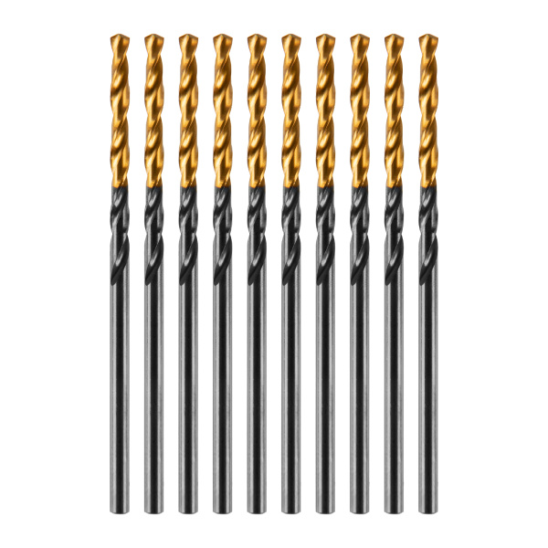 Сверло по металлу, 2 мм, HSS-Tin, Golden Tip, 10 шт. Denzel