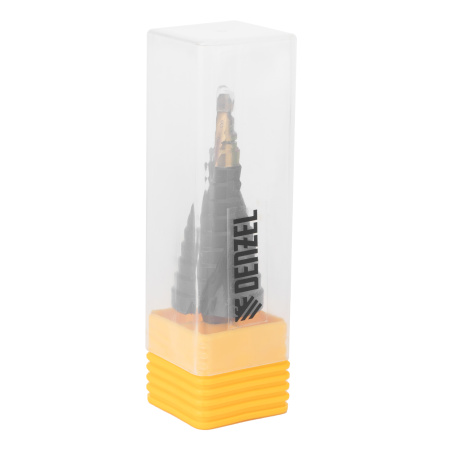 Сверло ступенчатое, 6-8-10-12-14-16-18-20-22-24-26-28-30мм, Р6М5, 6-гр. хвостовик Denzel