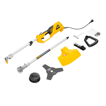 Триммер электрический TE-1200, 1200 Вт, 380 мм, катушка + диск, разборная штанга Denzel цена