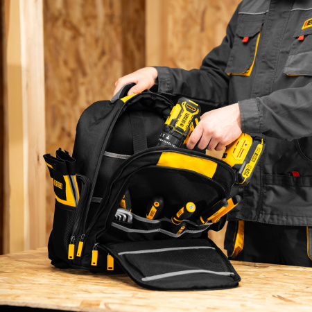 Рюкзак для инструмента, 365х190х430 мм, 3 отделения, 26 карманов Denzel цена