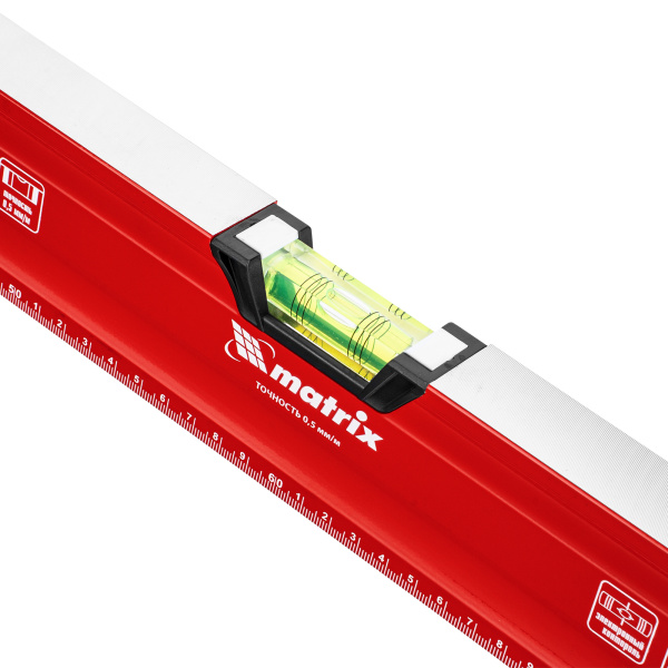 Уровень алюминиевый, магнит, фрезерованный, 3 глазка (1 зеркальный) двухкомпонентные рукоятки, 1200 мм Matrix цена