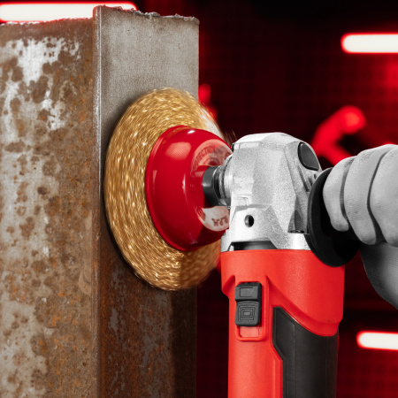 Щетка для УШМ, 100 мм, М14, "чашка", латунированная витая проволока Matrix