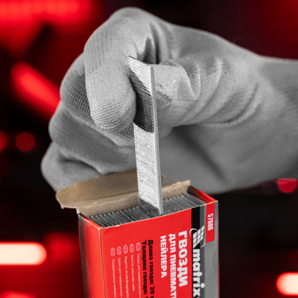 Гвозди для пневматического нейлера, длина 20 мм, ширина 1.25 мм, толщина 1 мм, 5000 шт Matrix цена