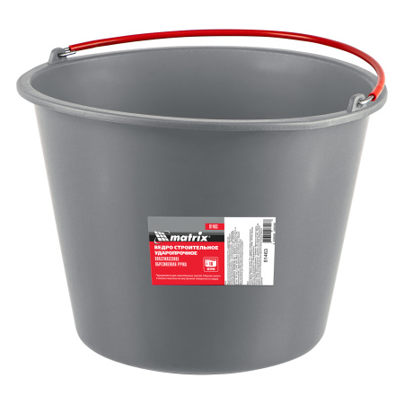 Ведро строительное пластмассовое 16 л, ударопрочное, обрезиненная ручка Matrix цена