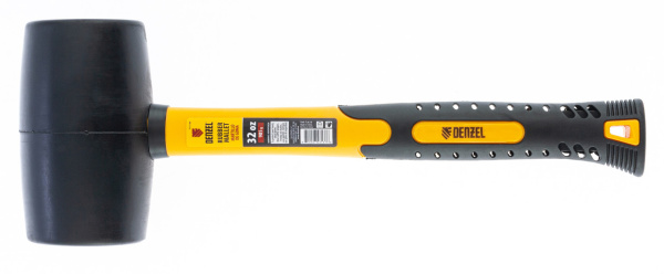 Киянка резиновая, 32 oz, черная резина, фибергласовая рукоятка Denzel