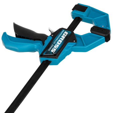 Струбцина реечная, быстрозажимная, пистолетного типа, пошаговый механизм, пластиковый корпус, 900 мм Gross цена