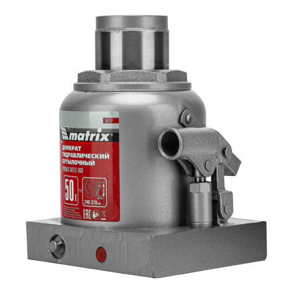 Домкрат гидравлический бутылочный, 50 т, высота подъема 240-370 мм Matrix цена