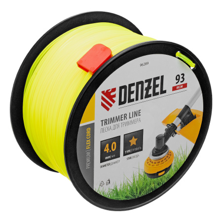 Леска для триммера звезда, 4,0мм х 93м, на DIN катушке FLEX CORD Denzel цена