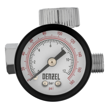 Регулятор давления с манометром для краскораспылителя K1500, 12 бар, 1/4" Denzel цена