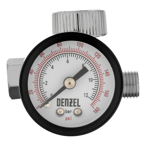 Регулятор давления с манометром для краскораспылителя K1500, 12 бар, 1/4" Denzel цена