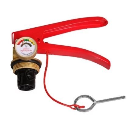 Запорно-пусковое устройство ЗПУ для огнетушителя ОП-4 с манометром, комплект (М30*1,5 М16*1,5 ) алюминий