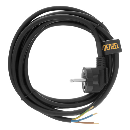 Шнур сетевой Energy Series, ПВС, 3 м, 3 x 1,5 мм, с неразборной вилкой, черный, Denzel цена