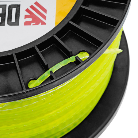 Леска для триммера зубчатый квадрат, 2,4мм х 172м, на DIN катушке FLEX CORD Denzel цена