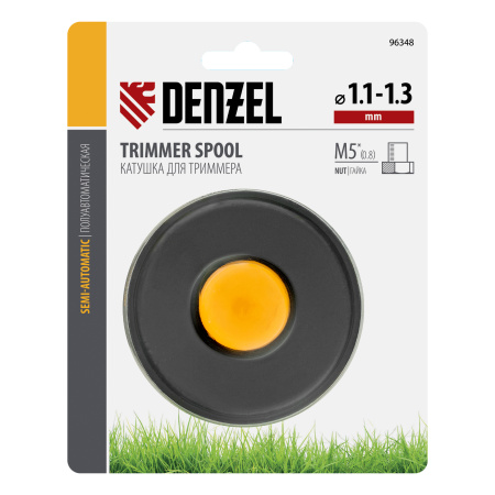 Катушка триммерная полуавтоматическая, для Denzel TE-350 артикула 96619, в блистере, гайка M5 Denzel цена