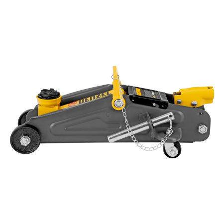 Домкрат гидравлический подкатной с фиксатором, 2 т, 130-330 мм, в кейсе Denzel цена