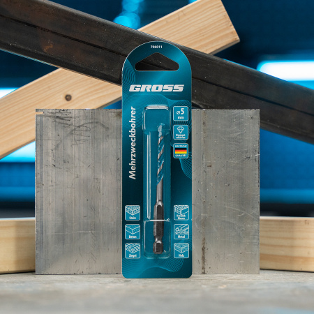 Сверло универсальное, Multipurpose PRO, 6-гр. хвостовик, 5мм Gross