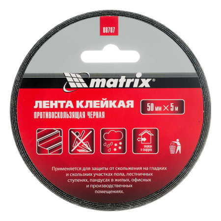 Лента клейкая противоскользящая, черная 50 мм x 5 м Matrix цена