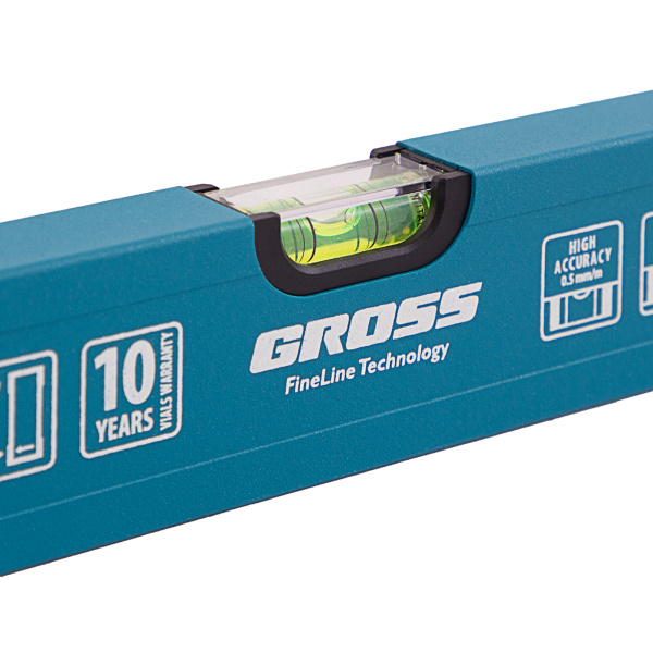 Уровень алюминиевый усиленный, 1200 мм, 3 глазка Gross цена