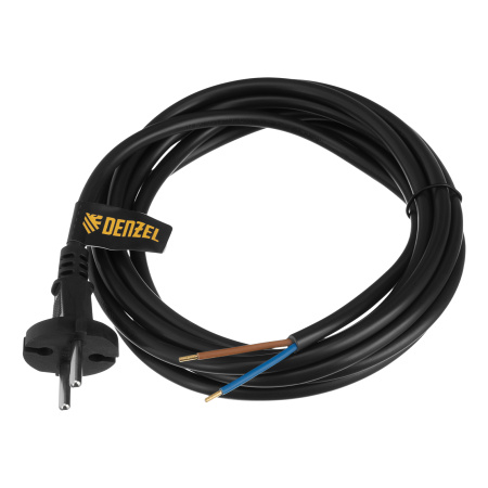Шнур сетевой Energy Series, ПВС, 3 м, 2 x 1,5 мм, с неразборной вилкой, черный, Denzel цена