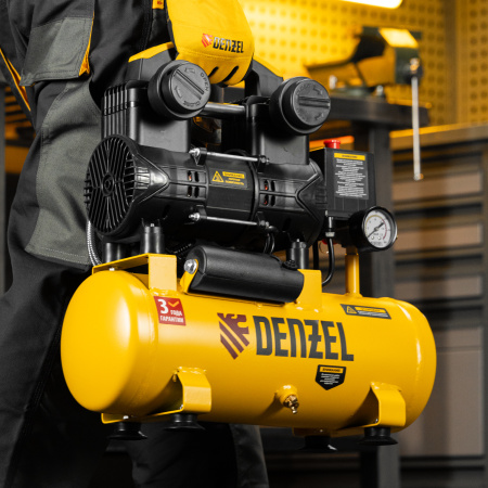 Компрессор безмасл. малошумный DLP-950/10, 950Вт,10 л, 2850 об/мин, 170 л/мин Denzel