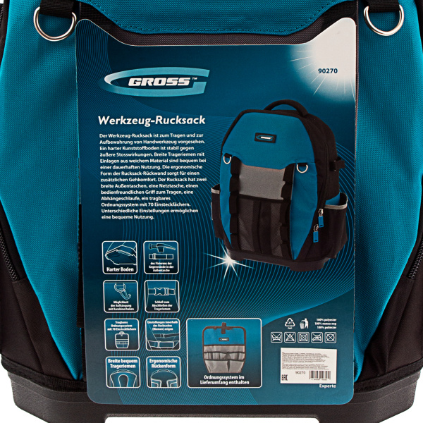 Рюкзак для инструмента Experte, 77 карманов, пластиковое дно, органайзер, 360 х 205 х 470 мм Gross цена