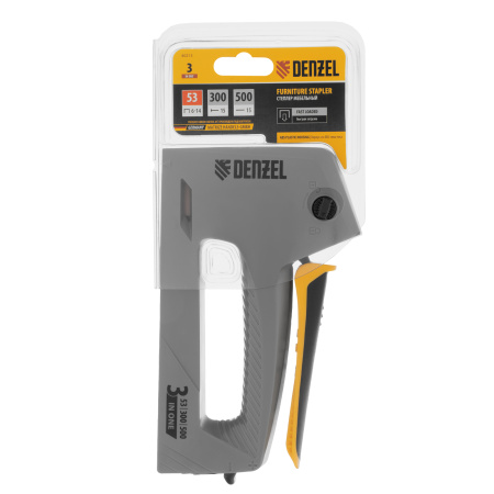 Степлер мебельный, пластиковый корпус, тип 53, 6-14 мм, тип 300, 15 мм, тип 500, 15 мм Denzel цена