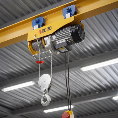 Тельфер электрический TF-1200,1.2 т, 1800 Вт, высота 12 м, 8 м/мин Denzel цена