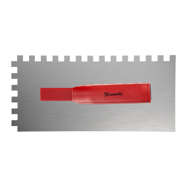Гладилка стальная, 280 x 130 мм, зеркальная полировка, пластмастмассовая ручка, зуб 10 x 10 мм Matrix цена