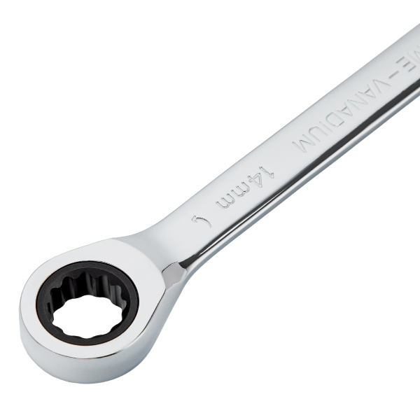 Ключ комбинированный, с трещеткой, 14 мм Denzel