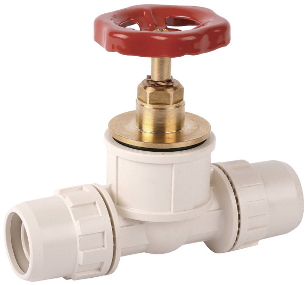 Кран ЗУБР ″ШиреФит″ запорный в сборе ″штуцер с гайкой - кран запорный с маховиком- штуцер с гайкой″, 16мм