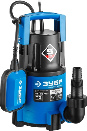 Дренажный насос ЗУБР с минимальным уровнем откачки, 400 Вт, Профессионал НПЧ-Т3-400